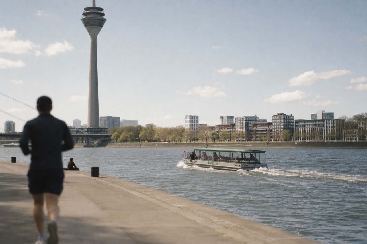 Batobus boat on the Seine near the Eiffel Tower, no text, no logos, no people