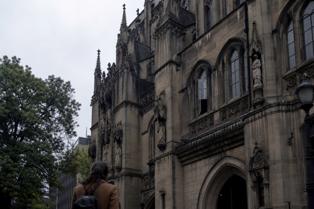 Hotel de Ville square in Paris with gothic revival facade, no text, no logos, no people